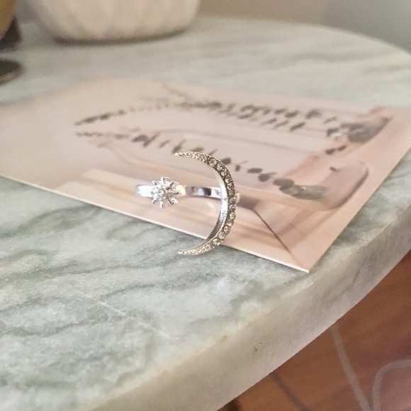 Moon & Star Adjustable Simulated Diamond Ring - Picture 6 of 8